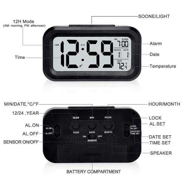 Digital Black Alarm Clock